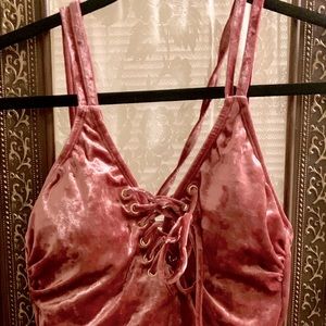 Pink Strappy Velvet Bodysuit size M